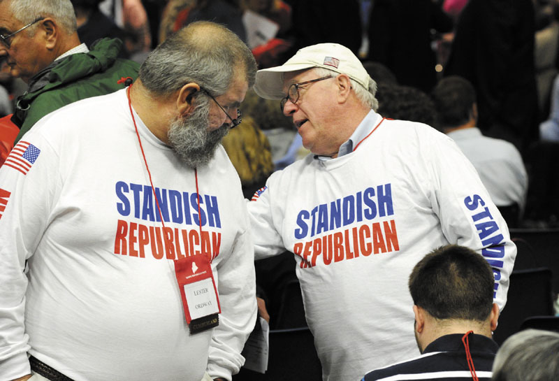 The town of Standish was represented by Lester Ordway and Will Hamilton and others wearing custom made shirts at the GOP State Convention at the Augusta Civic Center.