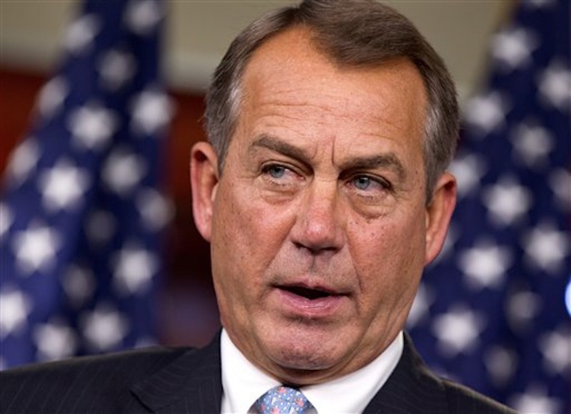 In this March 29, 2012 file photo, House Speaker John Boehner of Ohio speaks during a news conference on Capitol Hill in Washington. (AP Photo/J. Scott Applewhite, File)