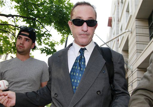 Former Major League baseball pitcher Roger Clemens' former trainer Brian McNamee leaves federal court in Washington, Thursday, May 17, 2012, after testifying in Clemens perjury trial. (AP Photo/Haraz N. Ghanbari)