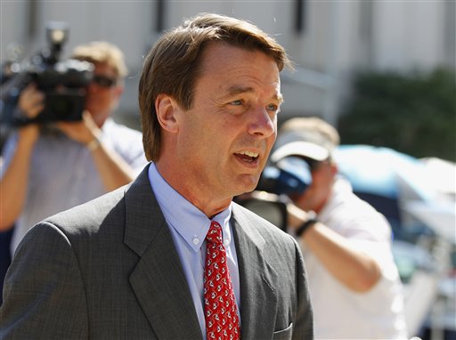 John Edwards arrives at a federal courthouse in Greensboro, N.C., on Wednesday.