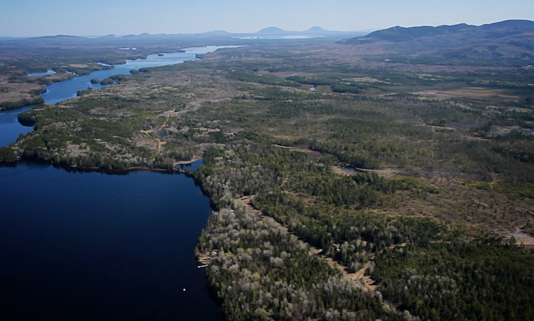 Aerial view of Moosehead region conservation easement.
