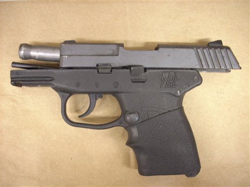 This Feb. 27, 2012, photo released by the Florida State Attorney's Office shows the Kel-Tec PF-9 9mm handgun used by George Zimmerman.