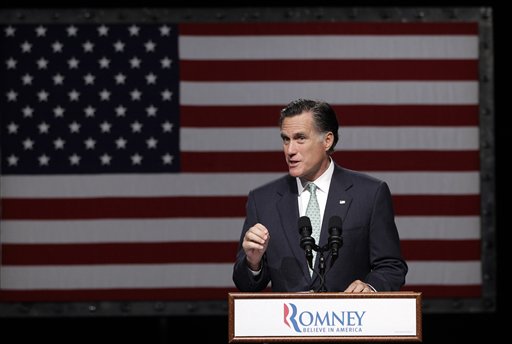 Republican presidential candidate Mitt Romney speaks in Lansing, Mich., in this May 8, 2012, photo.