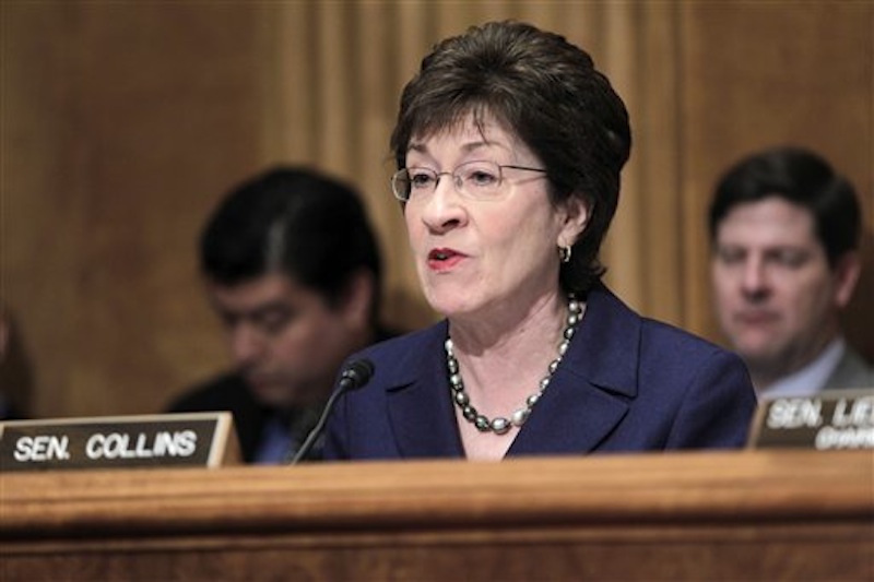 In this March 30, 2011 file photo, Senate Homeland Security and Governmental Affairs Committee ranking Republican Sen. Susan Collins, R-Maine speaks on Capitol Hill in Washington. The prostitution scandal is wider than previously believed, Collins says. (AP Photo/J. Scott Applewhite, File)