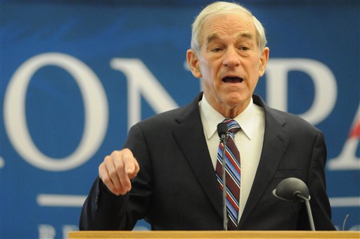 Republican presidential candidate Rep. Ron Paul, R-Texas, in a March 6, 2012, photo in Nampa, Idaho.