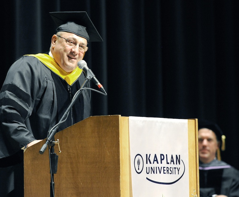 Gov. Paul LePage delivers the commencement speech at the Kaplan University graduation at Merrill Auditorium in Portland on Saturday, June 9, 2012.