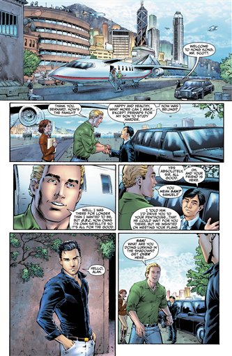 This image provided by DC Entertainment shows a page from the second issue of the company's "Earth 2" comic book series featuring Alan Scott, the alter ego of its Green Lantern character, who is revealed to be gay. The reveal is the latest example of how comics publishers big and small are making their characters just as diverse as the people who read their books. The issue will be available on June 6, 2012 (AP Photo/DC Entertainment)