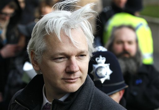 Julian Assange, WikiLeaks founder, arrives at the Supreme Court in London in this Feb. 1, 2012, photo.