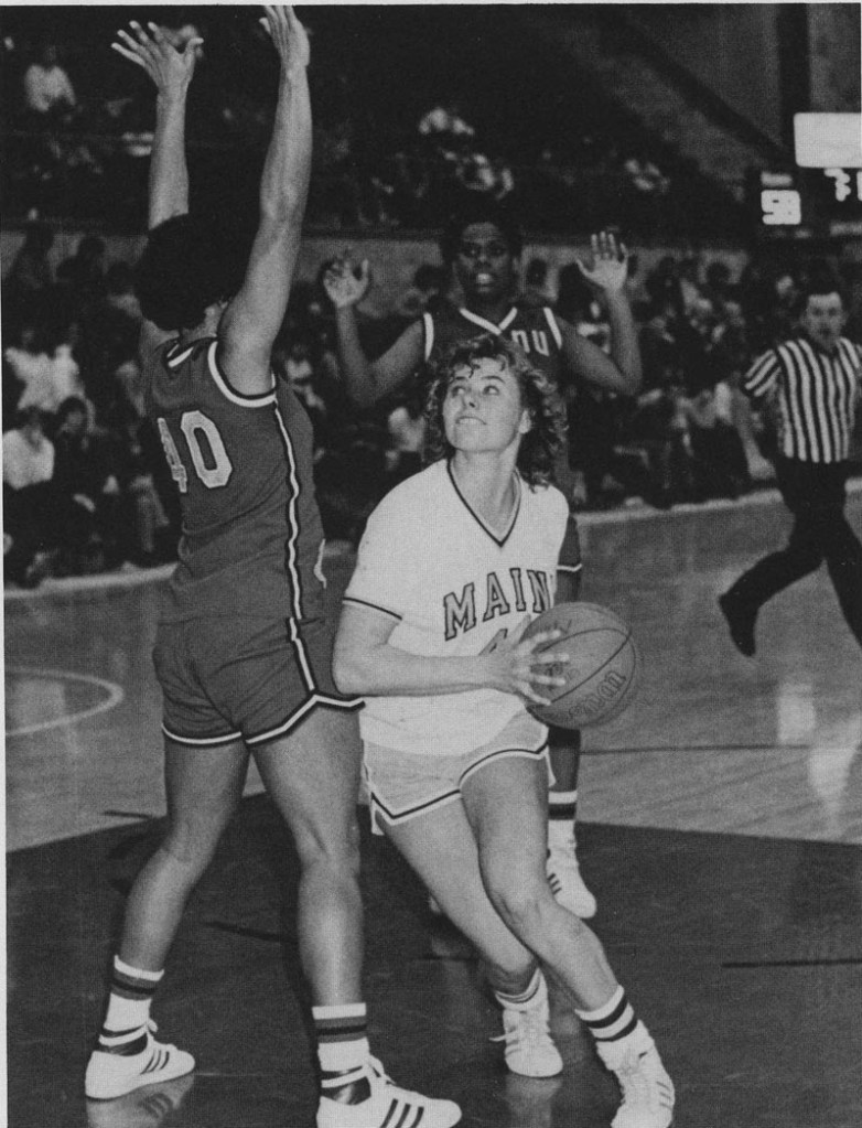 Emily Ellis, in her days as a University of Maine basketball player, A member of the Maine Sports Hall of Fame, her No. 40 was the first number retired by the Black Bears.