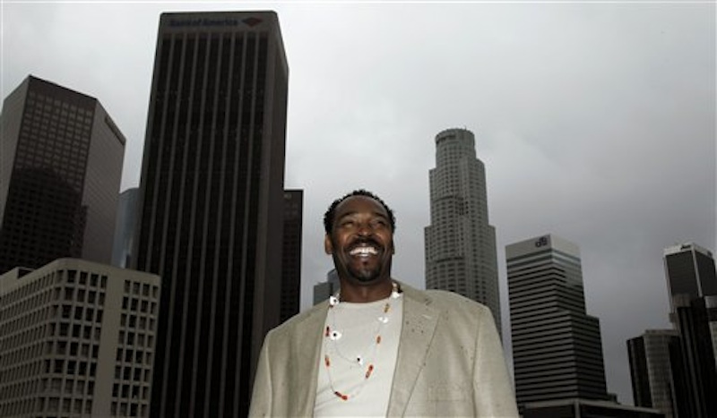 This April 13, 2012 photo shows Rodney King posing for a portrait in Los Angeles. King, the black motorist whose 1991 videotaped beating by Los Angeles police officers was the touchstone for one of the most destructive race riots in the nation's history, has died, his publicist said Sunday, June 17, 2012. He was 47. (AP Photo/Matt Sayles, file)