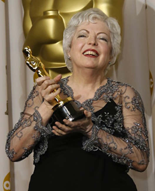 In this file photo, Thelma Schoonmaker, 61, poses with the Oscar for achievement in film editing for her work on "The Departed" during the 79th Academy Awards Feb. 25 in Los Angeles.