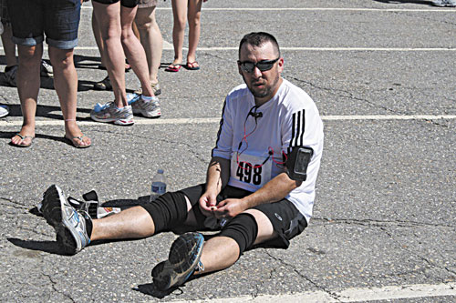 EXHAUSTED: Kennebec Journal / Morning Sentinel Executive Sports Editor Scott Martin completed his first-ever half-marathon Sunday.