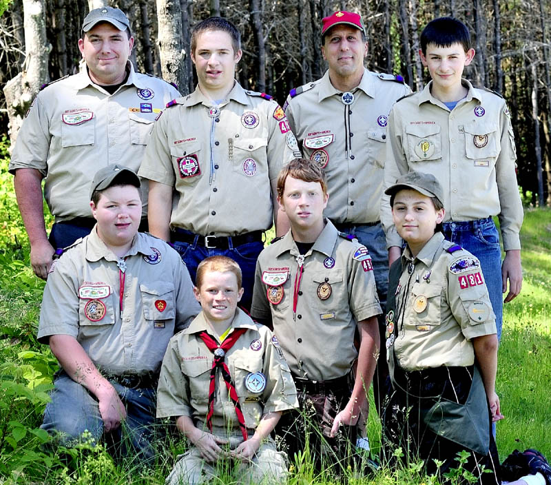 Members of Boy Scout Troop 481 will volunteer to help during the American Lung Association Trek Across Maine when riders end the second day in Waterville this Saturday. In front from left are Charlie Pike, Mitchell Cates, Zack Cates and Dominic Fazio. In back from left is Scoutmaster Mike Pike, Kevin Berry, Assistant Scoutmaster Mike Fazio and Kasey Ireland.