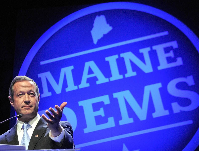 SPEAKER: Maryland Gov. Martin O'Malley gives the keynote address at the Maine Democratic Party State Convention on Saturday evening at the Augusta Civic Center.