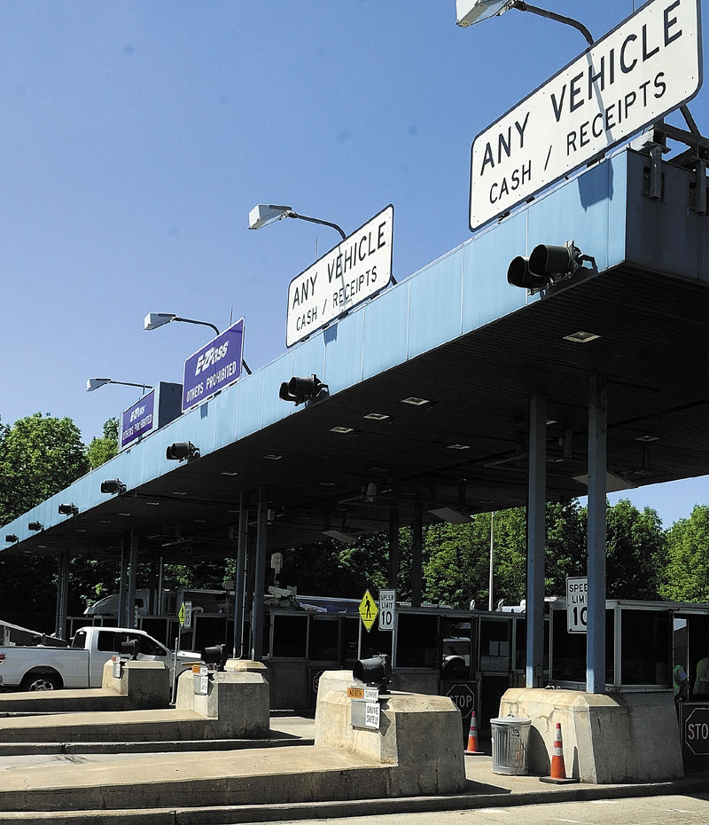 Vehicles go through the Mile 101 toll plaza on the Maine Turnpike (Interstate 95) in West Gardiner. The Turnpike Authority has proposed another toll increase, the third in less than a decade.