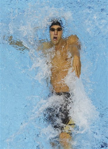 United States' Matthew Grevers competes in the men's 100-meter backstroke swimming final Monday at the Aquatics Centre in the Olympic Park during the 2012 Summer Olympics in London.