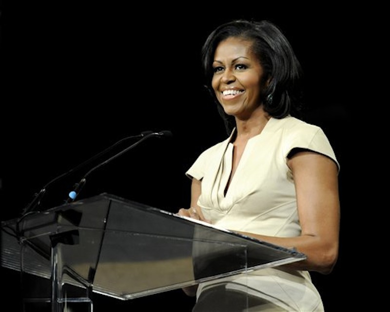 In this June 23, 2012 file photo, first lady Michelle Obama gives the keynote address to the African Methodist Episcopal Church general conference in Nashville, Tenn. There are conflicting reports about threatening comments a police officer may have made about first lady Michelle Obama, the District of Columbia police chief said Friday, July 13, 2012. The department and the Secret Service are investigating an allegation of what it says were "inappropriate comments" about the first lady, allegedly made this week by a city officer who worked as a member of a motor escort for the White House. (AP Photo/Donn Jones) Michelle Obama