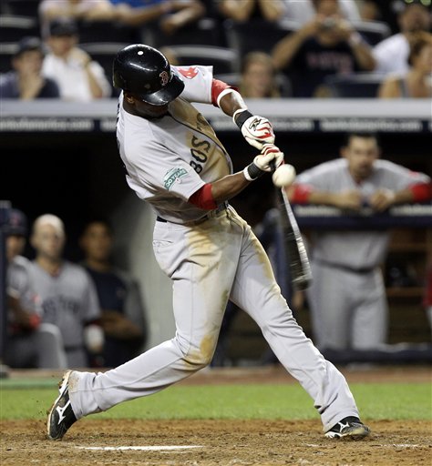 Boston Red Sox's Pedro Ciriaco singles to drive in the winning run during the 10th inning of a baseball game against the New York Yankees on Sunday at Yankee Stadium in New York.