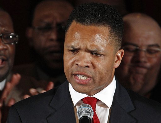 FILE - In this March 20, 2012 file photo, Rep. Jesse Jackson Jr., D-Ill. speaks in Chicago. The Mayo Clinic in Rochester, Minn., said Monday, Aug. 13, 2012, that Jackson is being treated for bipolar disorder. (AP Photo/M. Spencer Green, File)