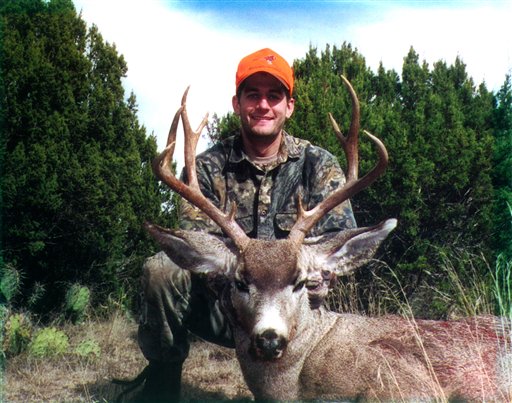 This undated photo provided by the Ryan family shows Paul Ryan after a hunt. In the days since Republican presidential candidate, former Massachusetts Gov. Mitt Romney selected Ryan for the vice presidential slot on the Republican ticket, the now 42-year-old congressman's biography has become instant folklore. Lifelong resident of a little city in the heartland, embracing new responsibilities as a teen after the sudden death of his father. Devoted husband and father, devout Roman Catholic, avid deer hunter, fisherman and fitness buff. (AP Photo/Courtesy of the Ryan Family)