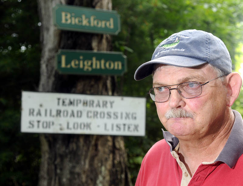 Dick Bickford is one of many Belgrade residents upset about proposed fees that the railroad wants to charge them for crossing the rail to reach their homes.
