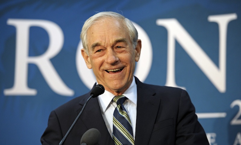 In this March 28, 2012, file photo, Republican presidential candidate Rep. Ron Paul, R-Texas, appears at a town hall meeting in College Park, Md. Paul picked up more delegates to the Republican National Convention Tuesday, Aug. 21, 2012, after his supporters reached a compromise over disputed delegates from Louisiana. Paul will get 17 of the Louisiana's 46 delegates in the compromise, said Charlie Davis, who served as Paul's campaign chairman in Louisiana. The rest of the state's delegates are expected to support Mitt Romney, the party's presumptive nominee. (AP Photo/Cliff Owen, File)
