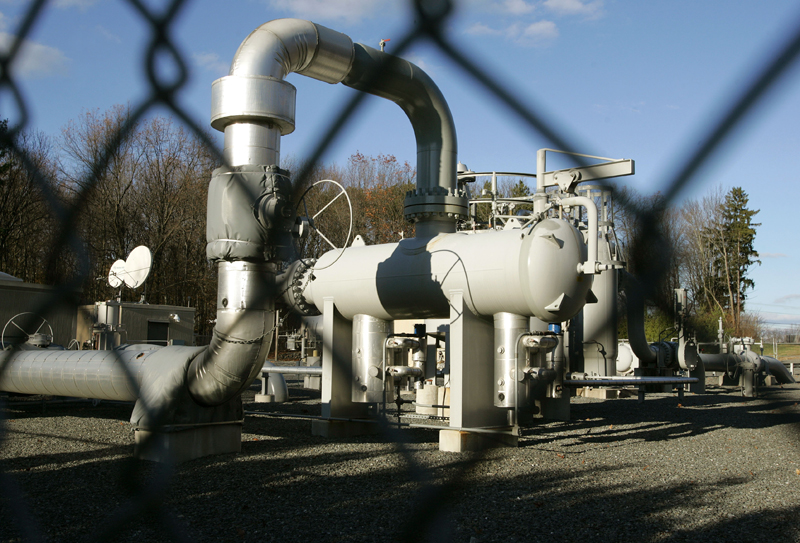 Natural gas pipes rise above ground level in the North American pipeline grid.