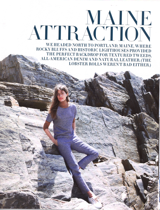 J. Crew's 12-page spread features models posed along Maine's signature rocky coast.