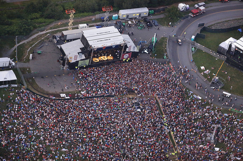This aerial view captures the size of the crowd during the part of the concert when Mumford & Sons took the main stage Saturday night.