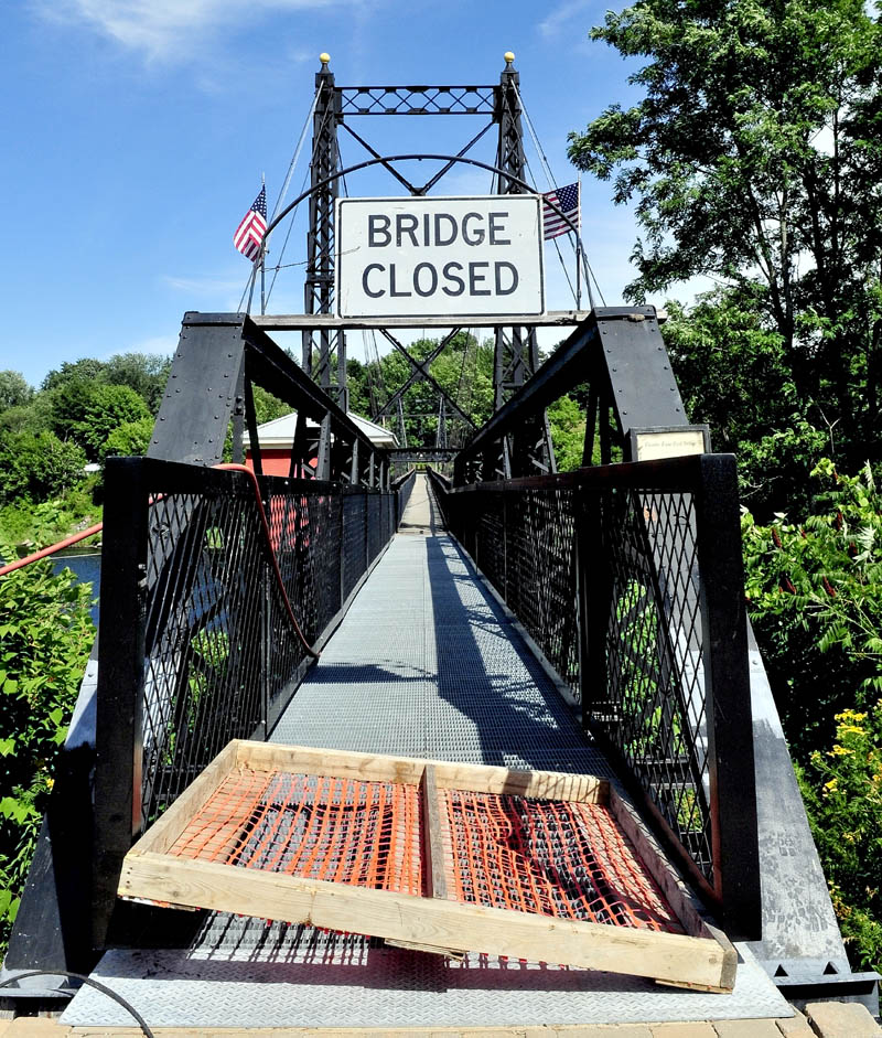 Though closed to foot traffic on Tuesday, officials say the Two-Cent bridge will be open today for the Taste of Greater Waterville event.