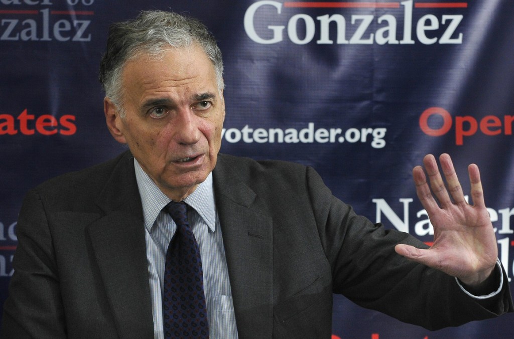 FILE PHOTO: Photo by Gordon Chibroski, Staff Photographer. Monday, October 06, 2008. Ralph Nader holds a press conference and then attends a Nader Rally in the First Parish Church of Portland.