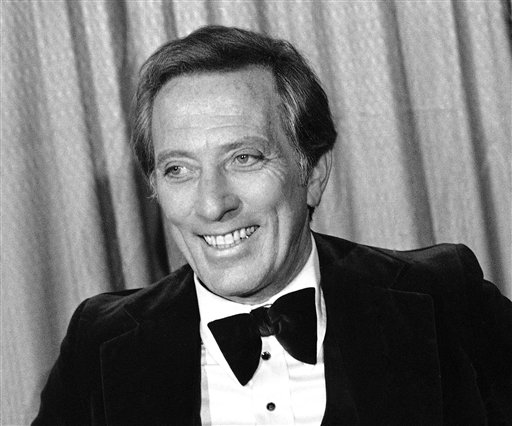 FILE - This Feb. 23, 1978 file photo shows performer and host Andy Williams at the Grammy Awards in Los Angeles. Williams, who had a string of gold albums and hosted several variety shows and specials like "The Andy Williams Show," died Tuesday, Sept. 25, 2012, at his home in Branson, Missouri, following a yearlong battle with bladder cancer, his Los Angeles-based publicist, Paul Shefrin, said Wednesday. He was 84. (AP Photo/Lennox McLendon, file)