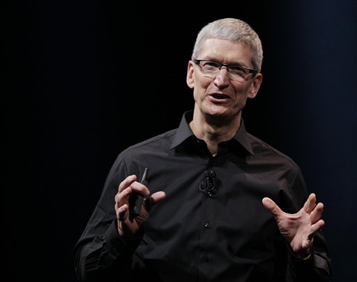 In this Wednesday, Sept. 12, 2012 photo, Apple CEO Tim Cook speaks during an introduction of the new iPhone 5 in San Francisco. Cook says the company is "extremely sorry" for the frustration that its maps application has caused and it's doing everything it can to make it better. Cook said in a letter posted online Friday Sept. 28, 2012 that Apple "fell short" in its commitment to make the best possible products for its customers. (AP Photo/Eric Risberg)