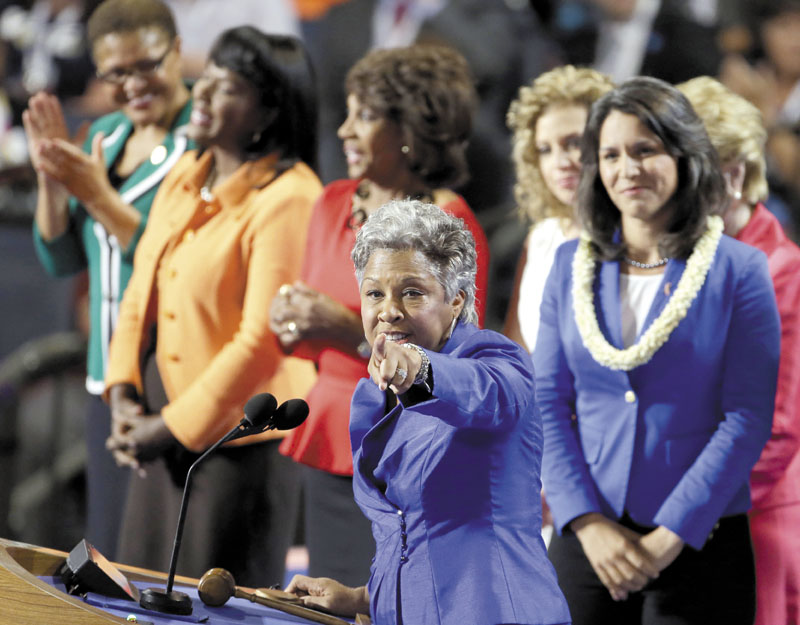 Candidate Joyce Beatty, from Ohio, appears with the women from the House of Representatives at the Democratic National Convention in Charlotte, N.C., on Tuesday.
