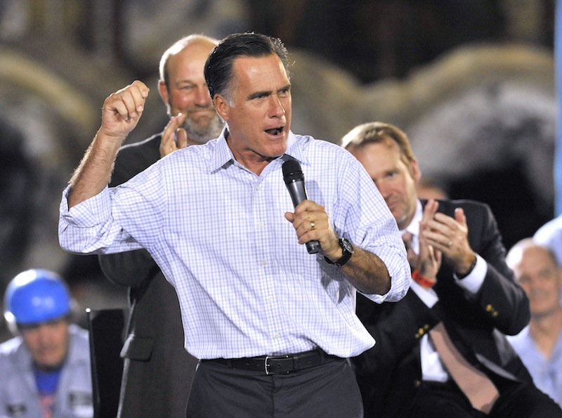 Republican presidential candidate, former Massachusetts Gov. Mitt Romney speaks during a campaign stop at American Spring Wire, Wednesday, Sept. 26, 2012, in Bedford Heights, Ohio. (AP Photo/ David Richard)