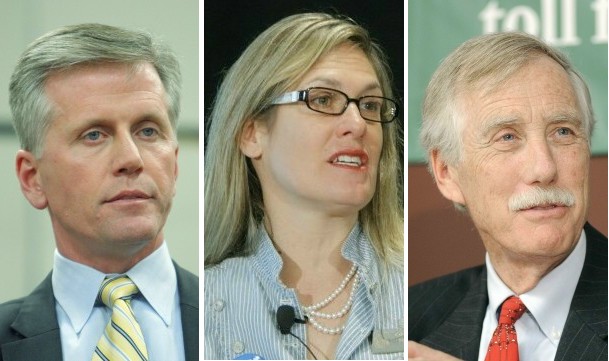 U.S. Senate candidates, from left, Charlie Summer, Cynthia Dill and Angus King