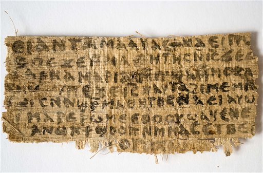 A fourth-century fragment of papyrus that Harvard divinity professor Karen L. King says is the only existing ancient text that quotes Jesus explicitly referring to having a wife.