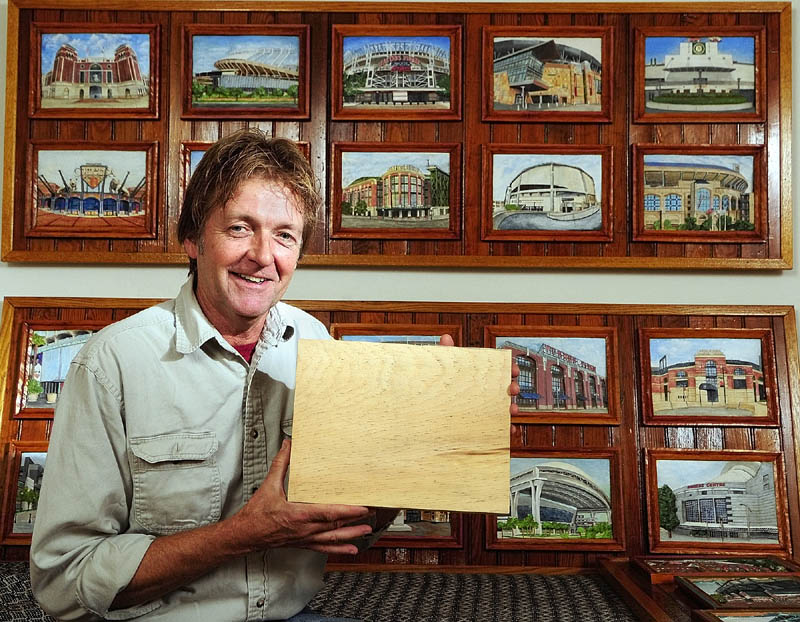 All of the 36 ballparks that John Kennedy carved all started out as a 9-by-12-inch piece of Eastern White Pine. The frames are carved from the same block of wood.