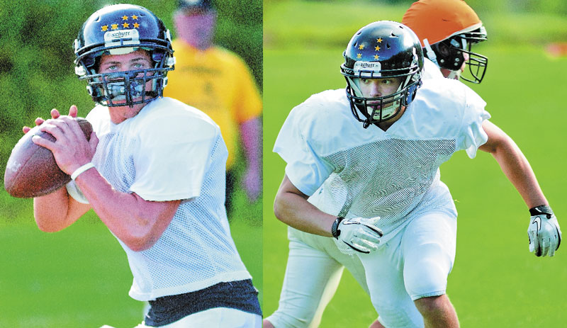 TWICE AS NICE: Quarterback Caleb Castonguay, left, and wide receiver/tight end Andrew Lachance have helped the Black Bears get off to a 2-0 start. Lachance has caught six passes for 92 yards and four touchdowns, while Castonguay had thrown for 216 yards and five scores, while rushing for 101 yards and two TDs.
