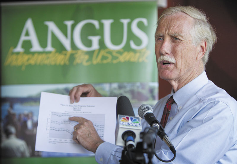 Angus King is pictured in this 2012 file photo.