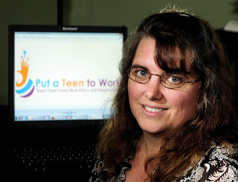 Angela Godbout, of Readfield, reated the business www.putateentowork.com that connects teens with people who need odd jobs done.