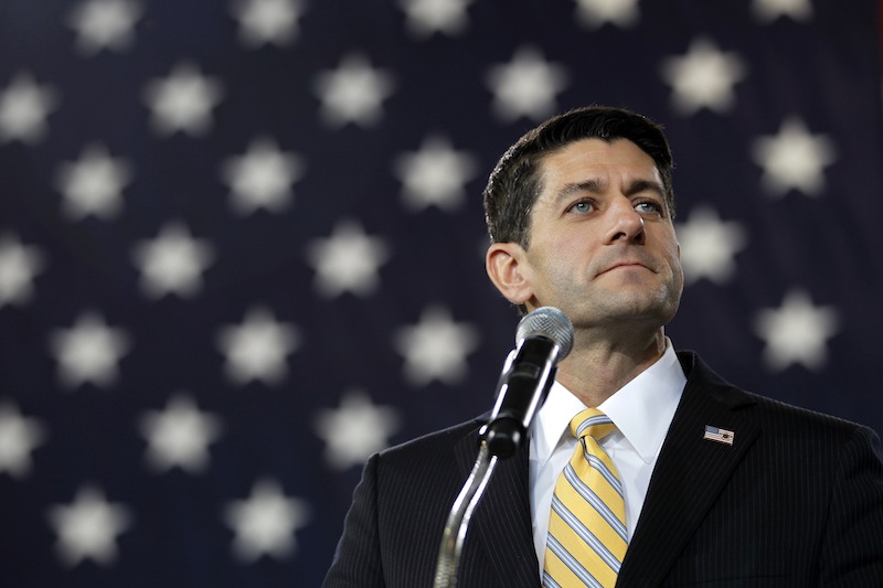 Republican vice presidential candidate, Rep. Paul Ryan, R-Wis. speaks during a campaign event, Monday, Oct. 8, 2012, in Swanton, Ohio. (AP Photo/Mary Altaffer)