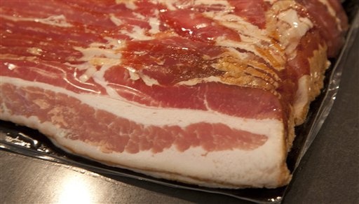 A package of bacon at a home in North Vancouver, British Columbia, Canada. A British farming organization is predicting a worldwide shortage of bacon and pork in 2013.