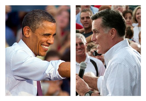 President Barack Obama and Republican presidential candidate Mitt Romney. Both are campaigning in battleground state Ohio today.