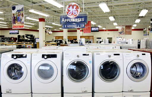 Appliances await buyers Thursday at Orville's Home Appliances store in Amherst, N.Y.