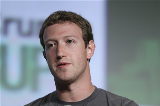 Facebook CEO Mark Zuckerberg speaks at a technology conference in San Francisco in this Sept. 11, 2012, photo.
