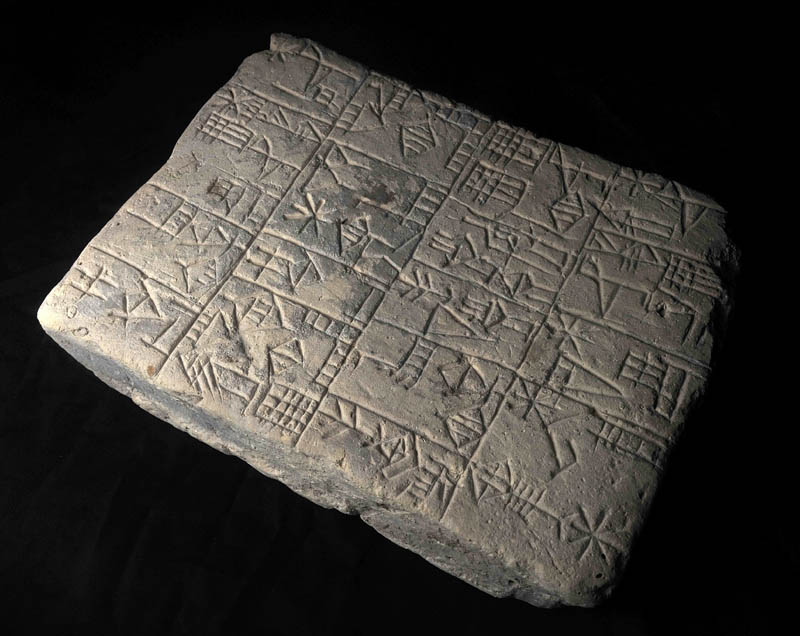 Ancient characters are etched in the stone of a cuneiform tablet from Mesopotamia, dated at 1500 B.C. The tablet is one of several items donated by Edgar Banks, an archaeologist upon whom the movie character of Indiana Jones was based.