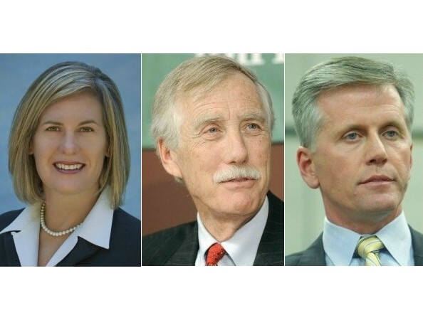 Democrat Cynthia Dill, Independent Angus King and Republican Charlie Summers.