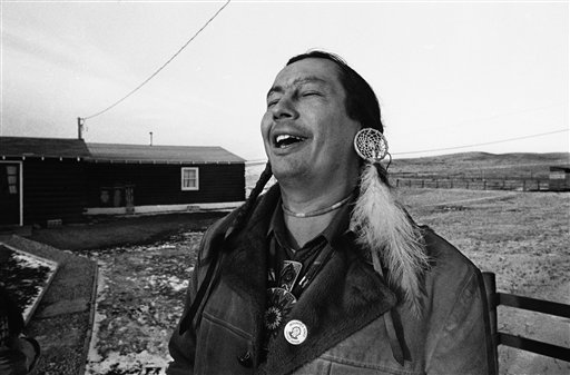 Russell Means, then-leader of the American Indian Movement (AIM), in a Feb. 4, 1974, photo