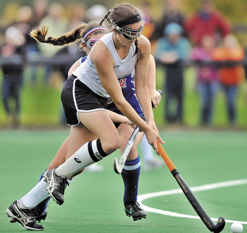 THE BIG GAME: Sarah Finnemore, 18, and the rest of the Skowhegan field hockey team take on Scarborough today in the Class A title game.